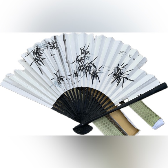 vintage Other - TLC Vintage Handpainted Bamboo Wall Fan 32” tall (ripped)